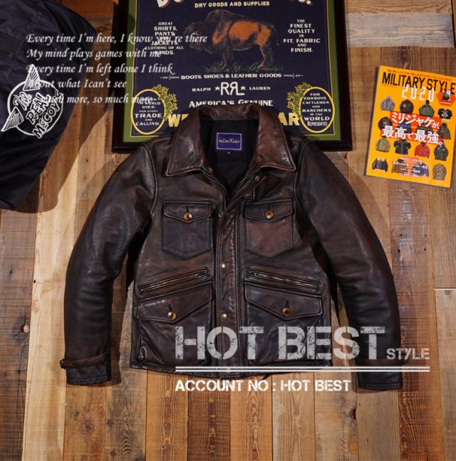 「DRIVE -GLAY complete BEST」2枚セット 1.5mm 茶芯ホースハイド 復刻50年代スタイル サファリジャケット