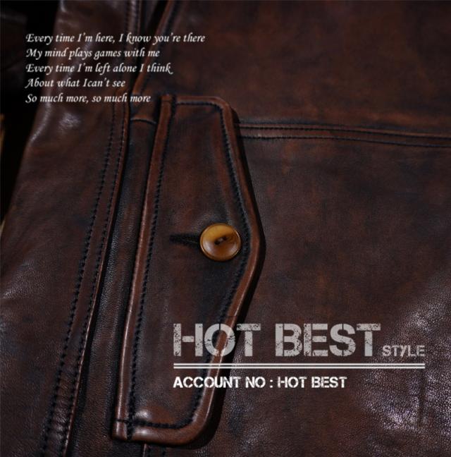 1.5mm 茶芯ホースハイド 復刻50年代スタイル サファリジャケット メンズ 革ジャン ヴィンテージ ウォッシュ加工 イタリアンレザー 馬革