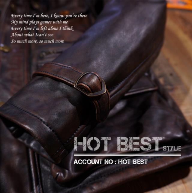 1.5mm 茶芯ホースハイド 復刻50年代スタイル サファリジャケット メンズ 革ジャン ヴィンテージ ウォッシュ加工 イタリアンレザー 馬革