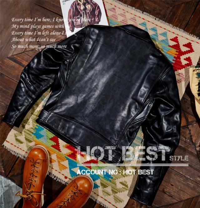 1.3mm 茶芯ホースハイド 50年代スタイル メンズ 革ジャン ダブルライダース レザージャケット 613 ワンスター オイルレザー 馬革