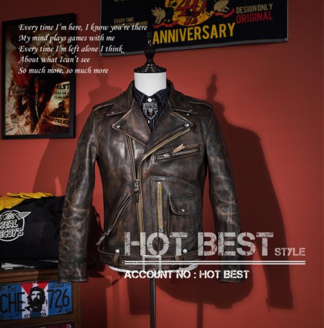 1.4mm カウハイド 30年代スタイル Dポケット ダブルライダース ヴィンテージ加工 レザージャケット トスカーナ イタリアンレザー 牛革