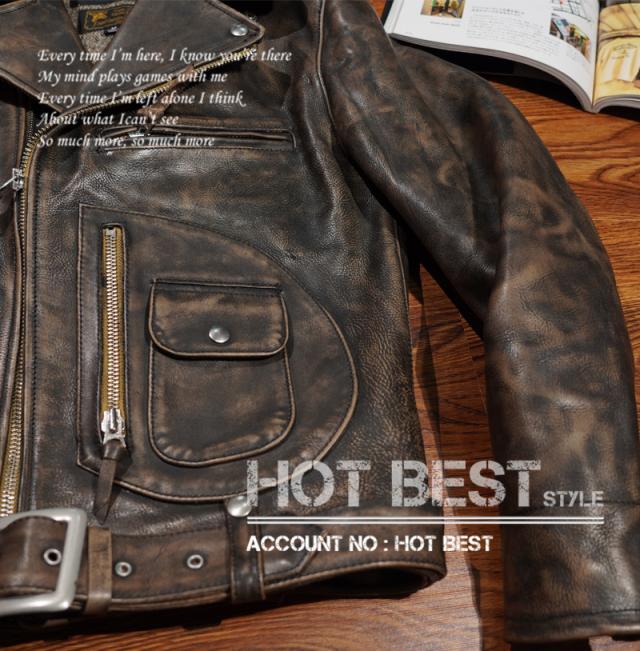 1.4mm カウハイド 30年代スタイル Dポケット ダブルライダース ヴィンテージ加工 レザージャケット トスカーナ イタリアンレザー 牛革