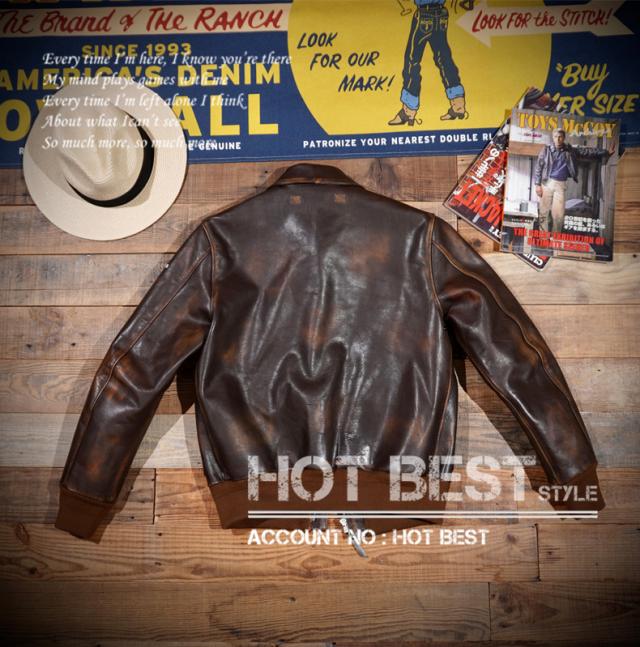 1.3mm 茶芯カウハイド 復刻40年代 USAF TYPE A-2 V. HILTS ヴィンテージ加工 フライトジャケット WWII 1942 大脱走 タンニンなめし牛革