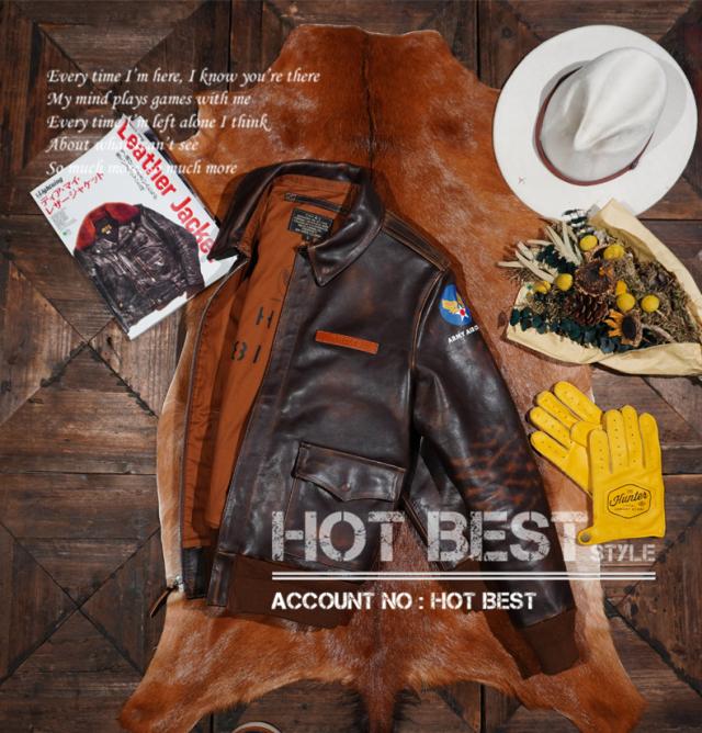 1.3mm 茶芯カウハイド 復刻40年代 USAF TYPE A-2 V. HILTS ヴィンテージ加工 フライトジャケット WWII 1942 大脱走 タンニンなめし牛革