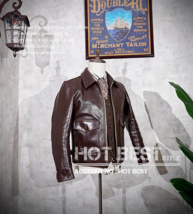 1.2mm ホースハイド 復刻20年代 A-1タイプ メンズ 革ジャン コサックジャケット ボンバー フライト スポーツ 植物鞣し 馬革