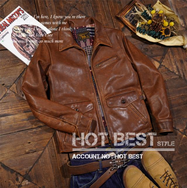 1.2mm ホースハイド 30年代 ニュースマンコート ウォッシュ加工 メンズ 革ジャン ヴィンテージ レザージャケット カーコート ブレーキマン 牛革