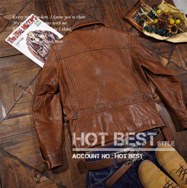 1.2mm ホースハイド 30年代 ニュースマンコート ウォッシュ加工 メンズ 革ジャン ヴィンテージ レザージャケット カーコート ブレーキマン 牛革