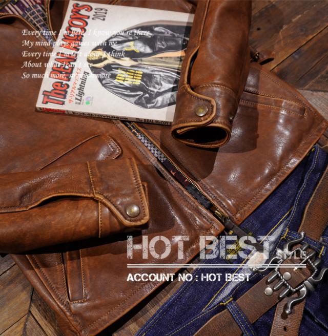 1.2mm ホースハイド 30年代 ニュースマンコート ウォッシュ加工 メンズ 革ジャン ヴィンテージ レザージャケット カーコート ブレーキマン 牛革