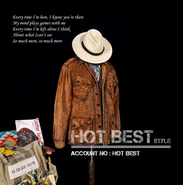 1.2mm カウスエード ヴィンテージ ミリタリー トロピカルコンバットユニフォームType ライダース レザージャケット 牛革