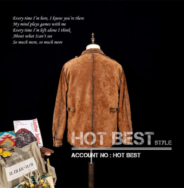 1.2mm カウスエード ヴィンテージ ミリタリー トロピカルコンバットユニフォームType ライダース レザージャケット 牛革