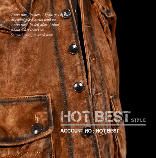 1.2mm カウスエード ヴィンテージ ミリタリー トロピカルコンバットユニフォームType ライダース レザージャケット 牛革