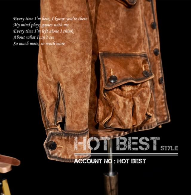 1.2mm カウスエード ヴィンテージ ミリタリー トロピカルコンバットユニフォームType ライダース レザージャケット 牛革