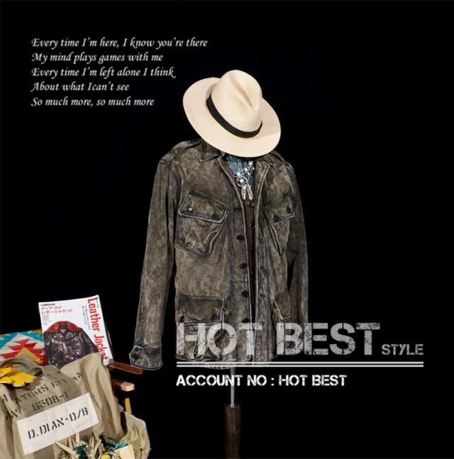 1.2mm カウスエード ヴィンテージ ミリタリー トロピカルコンバットユニフォーム（TCU）Type ライダース レザージャケット 牛革