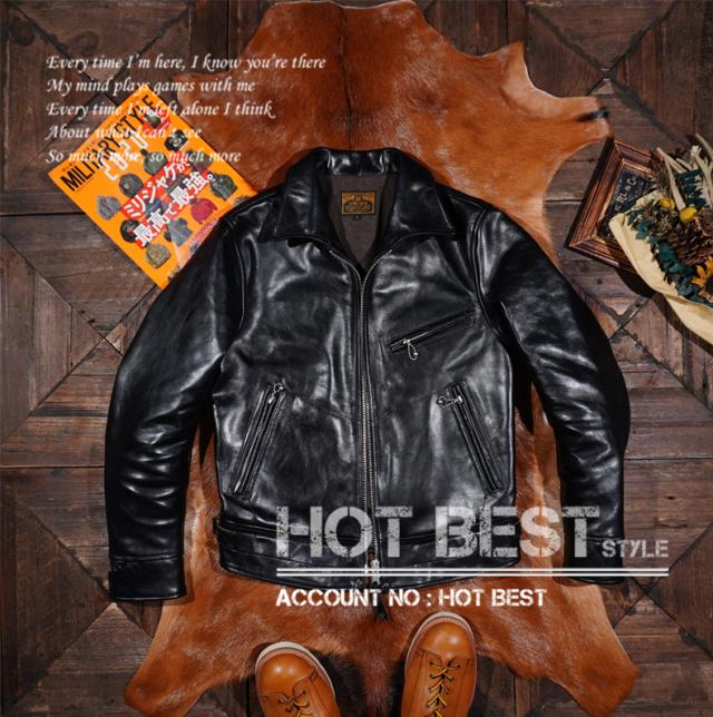 1.4mm 茶芯ホースハイド 30sスタイル シングルライダース メンズ 革ジャン レザージャケット トスカーナ植物鞣し革 馬革