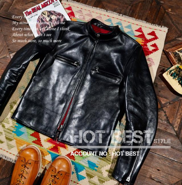 1.3mm ホースハイド 60sカフェレーサー シングルライダース メンズ 革ジャン レザージャケットトスカーナ植物鞣し革 馬革