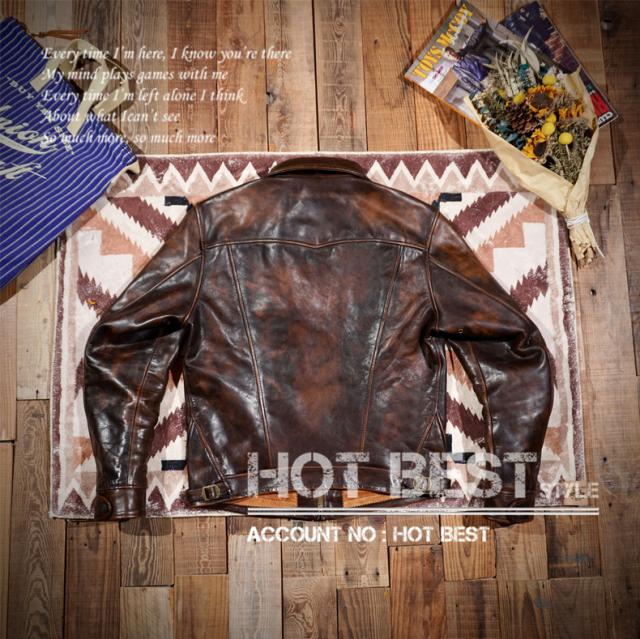 最高峰 1.3mm 茶芯カウハイド 復刻40s アビエイタースタイル レザージャケット ウォッシュ加工 ヴィンテージ 牛革