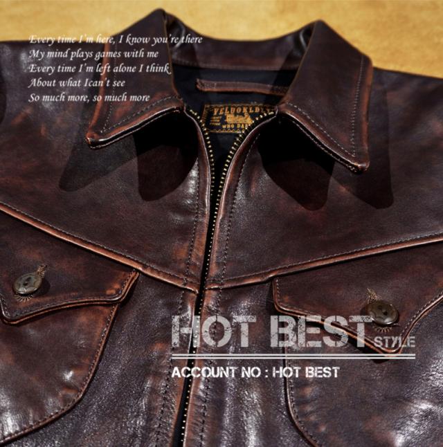 最高峰 1.3mm 茶芯カウハイド 復刻40年代 アビエイタースタイル レザージャケット ウォッシュ加工 ヴィンテージ 牛革