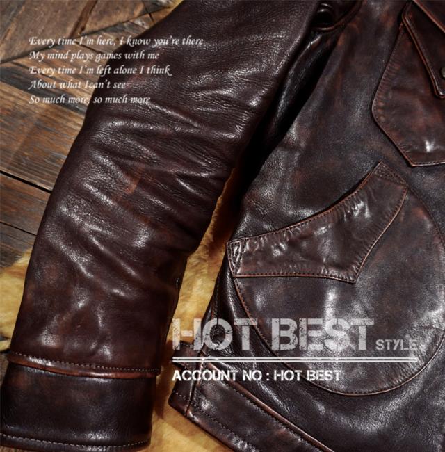 最高峰 1.3mm 茶芯カウハイド 復刻40年代 アビエイタースタイル レザージャケット ウォッシュ加工 ヴィンテージ 牛革