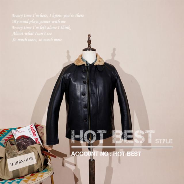 1.3mmカウハイド メンズ 革ジャン U.S. 高級 中綿 ミリタリー N-1 デッキジャケット ムートン 羊毛 牛革