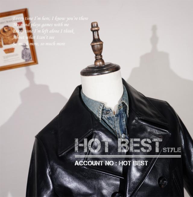 1.4mm 茶芯ホースハイド 定番 740 海軍ピーコート メンズ 革ジャン イタリアンレザー タンニンなめし 馬革