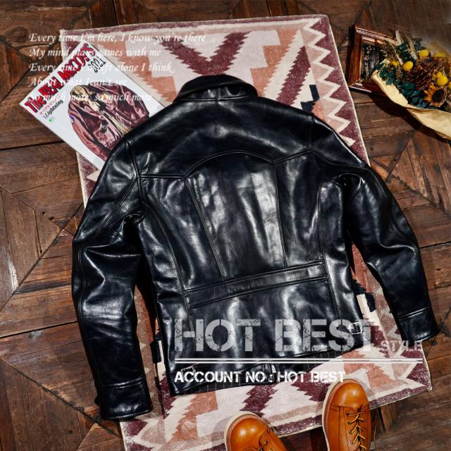 1.4mm 茶芯ホースハイド 30年代スタイル シングルライダース メンズ 革ジャン レザージャケット トスカーナ植物鞣し革 馬革