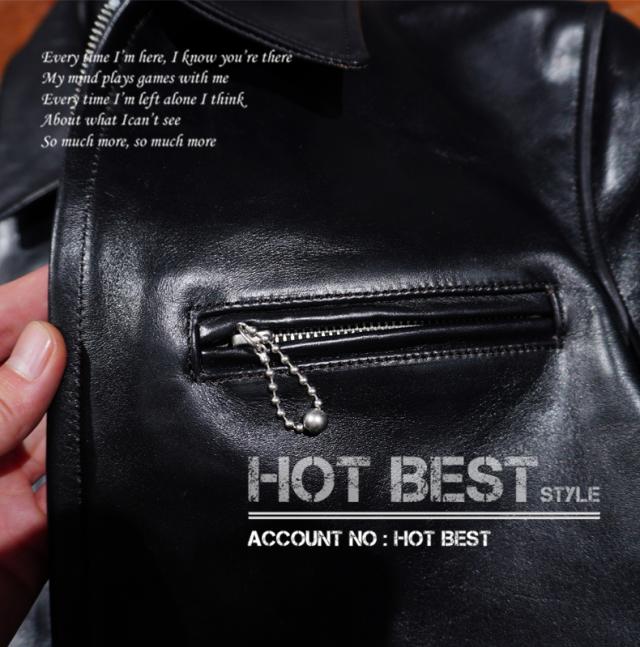 1.4mm 茶芯ホースハイド 30年代スタイル シングルライダース メンズ 革ジャン レザージャケット トスカーナ植物鞣し革 馬革