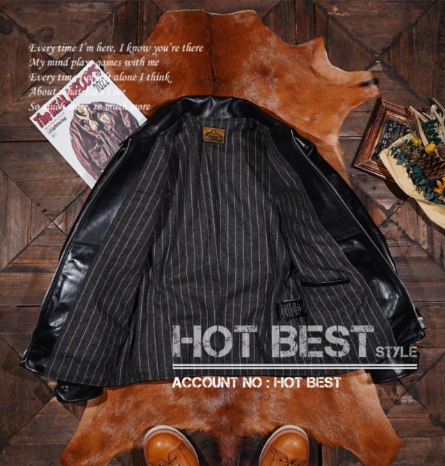 1.4mm 茶芯ホースハイド 30年代スタイル シングルライダース メンズ 革ジャン レザージャケット トスカーナ植物鞣し革 馬革