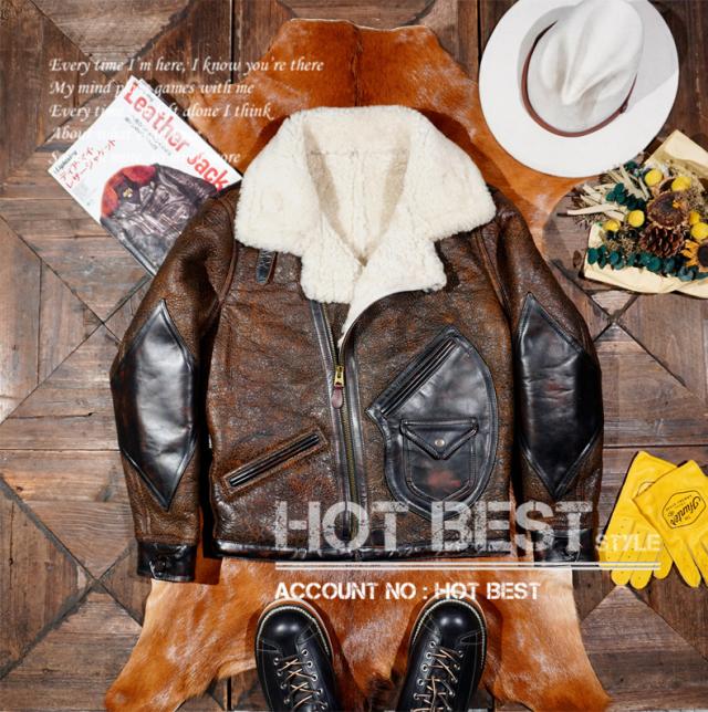 ホースハイド&シープスキン 復刻40年代 TYPE D-3 ムートンフライトジャケット  WWII B-17 メンフィス・ベル 馬革 羊革