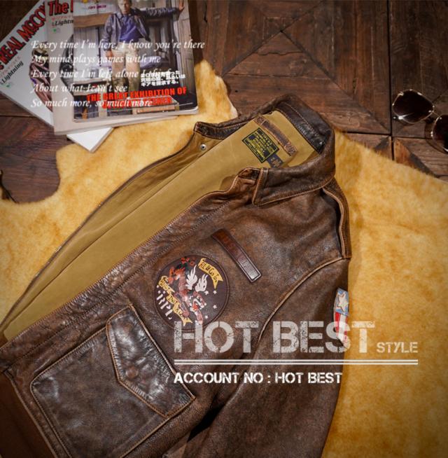 最高峰 1.3mm 茶芯カウハイド USAF TYPE A-2 1942モデル ヴィンテージ加工 フライトジャケット タンニンなめし 牛革