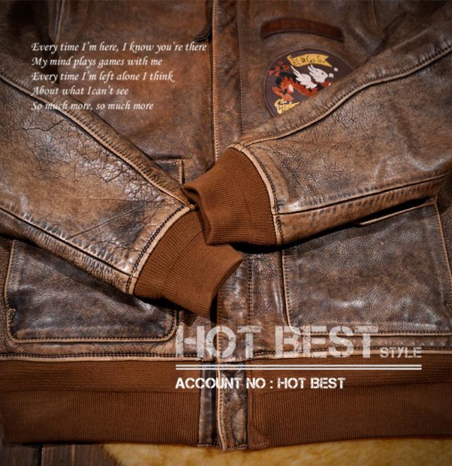 最高峰 1.3mm 茶芯カウハイド USAF TYPE A-2 1942モデル ヴィンテージ加工 フライトジャケット タンニンなめし 牛革