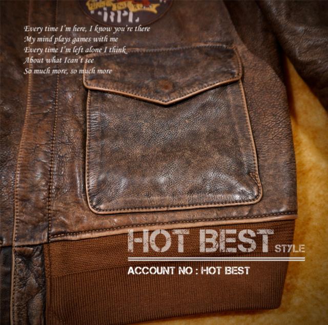 最高峰 1.3mm 茶芯カウハイド USAF TYPE A-2 1942モデル ヴィンテージ加工 フライトジャケット タンニンなめし 牛革