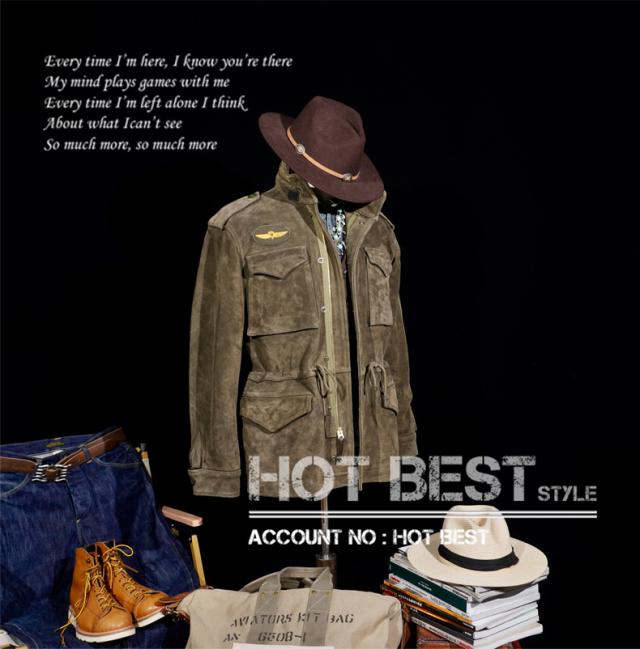 1.3mm カウスエード ヴィンテージ M65 Type ミリタリー メンズ 革ジャン ライダース レザージャケット 牛革