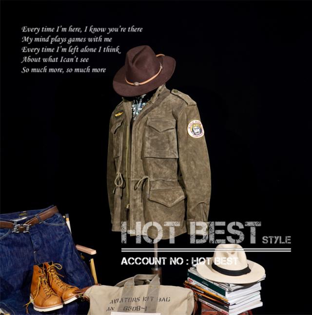 1.3mm カウスエード ヴィンテージ M65 Type ミリタリー メンズ 革ジャン ライダース レザージャケット 牛革