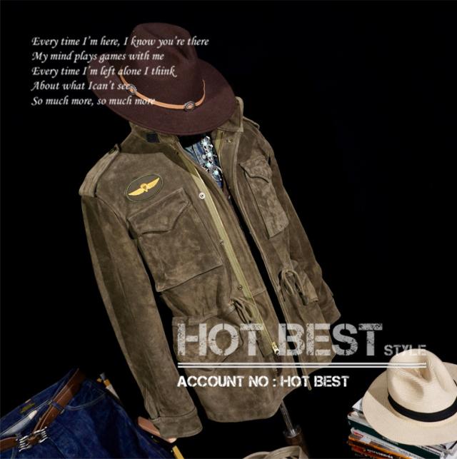 1.3mm カウスエード ヴィンテージ M65 Type ミリタリー メンズ 革ジャン ライダース レザージャケット 牛革