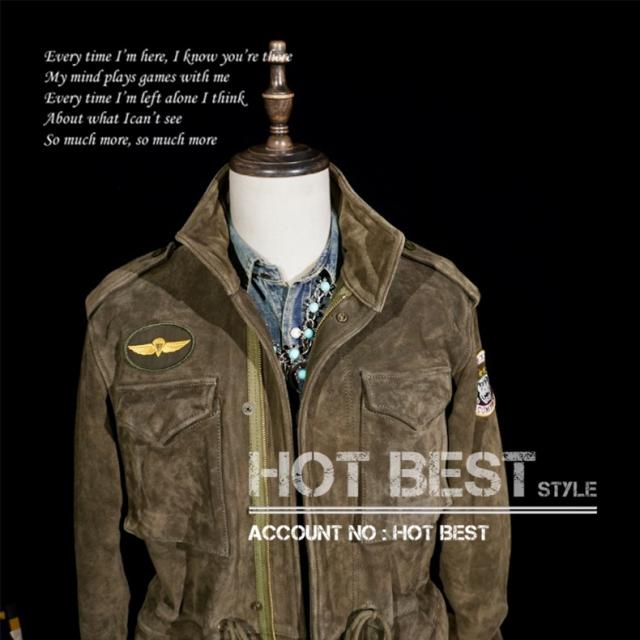 1.3mm カウスエード ヴィンテージ M65 Type ミリタリー メンズ 革ジャン ライダース レザージャケット 牛革