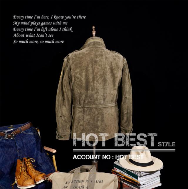 1.3mm カウスエード ヴィンテージ M65 Type ミリタリー メンズ 革ジャン ライダース レザージャケット 牛革