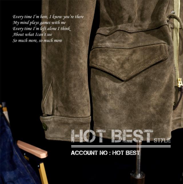 1.3mm カウスエード ヴィンテージ M65 Type ミリタリー メンズ 革ジャン ライダース レザージャケット 牛革