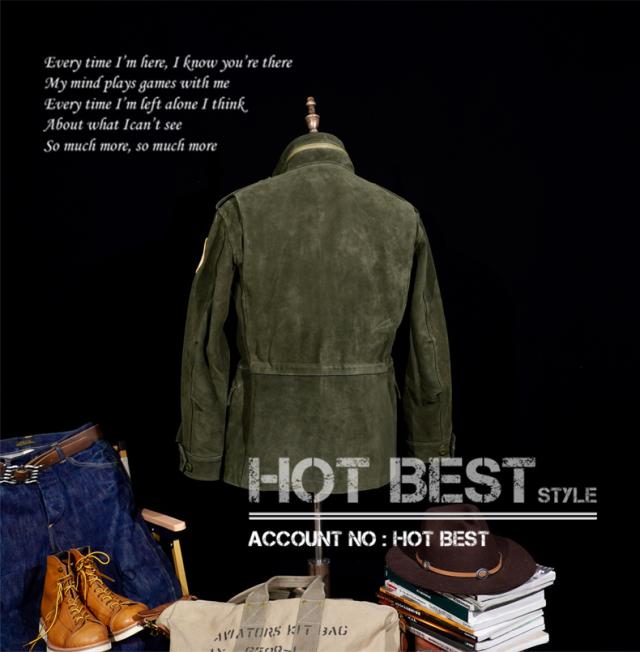 1.3mm カウスエード ヴィンテージ M65 Type ミリタリー メンズ 革ジャン ライダース レザージャケット 牛革