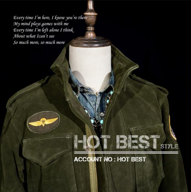 1.3mm カウスエード ヴィンテージ M65 Type ミリタリー メンズ 革ジャン ライダース レザージャケット 牛革