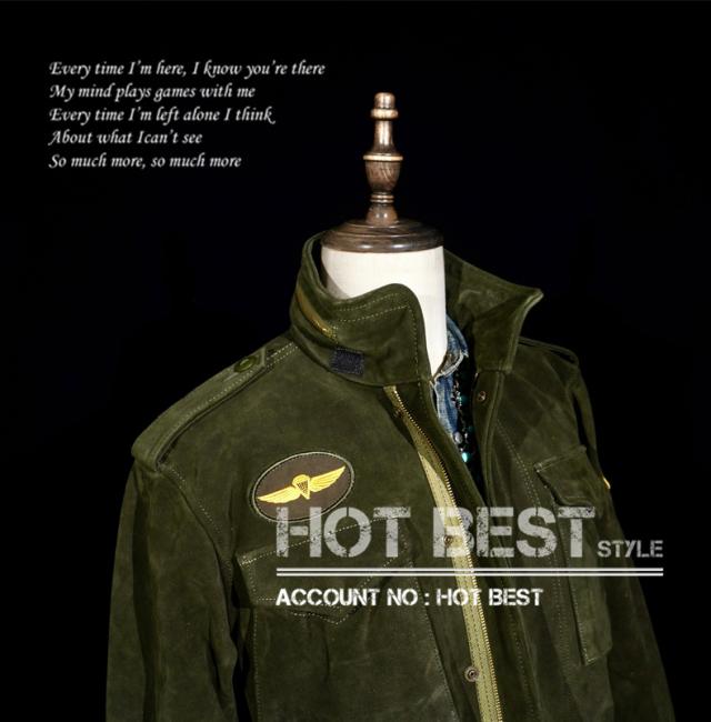 1.3mm カウスエード ヴィンテージ M65 Type ミリタリー メンズ 革ジャン ライダース レザージャケット 牛革