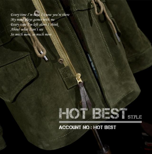 1.3mm カウスエード ヴィンテージ M65 Type ミリタリー メンズ 革ジャン ライダース レザージャケット 牛革