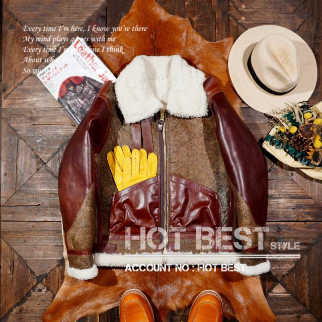 ホースハイド&シープスキン 復刻40年代 TYPE B-3 ムートンフライトジャケット  WWII B-17 メンフィス・ベル 羊毛