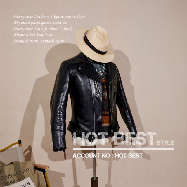 1.3mm 茶芯ホースハイド 30年代スタイル Dポケット ダブルライダース メンズ 革ジャン レザージャケット ベジタブル 馬革