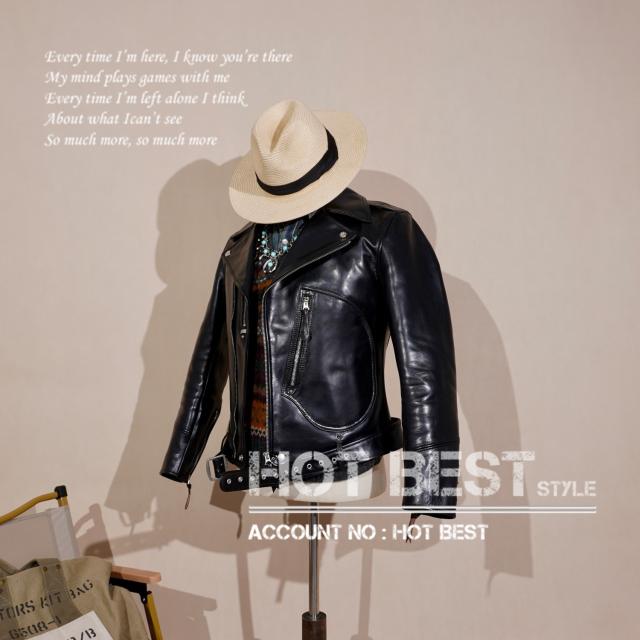 1.3mm 茶芯ホースハイド 30年代スタイル Dポケット ダブルライダース メンズ 革ジャン レザージャケット ベジタブル 馬革