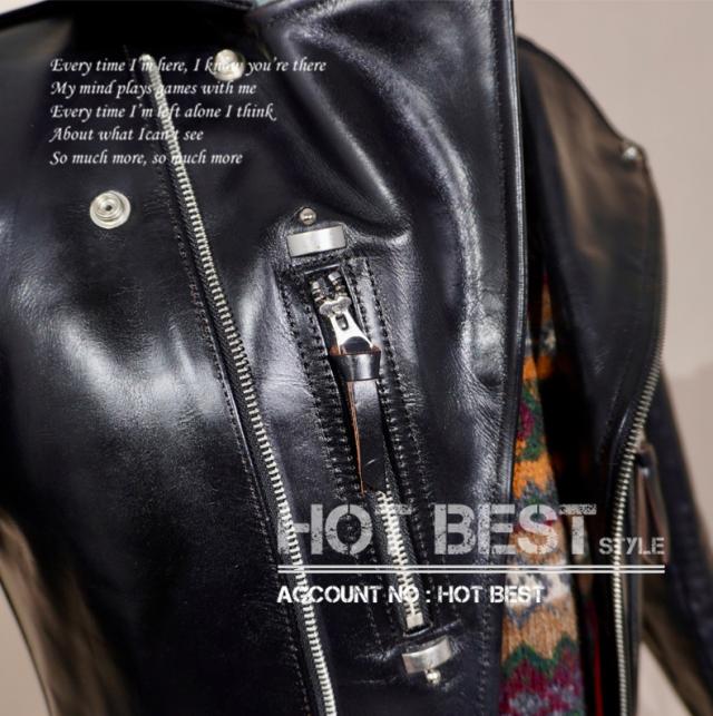 1.3mm 茶芯ホースハイド 30年代スタイル Dポケット ダブルライダース メンズ 革ジャン レザージャケット ベジタブル 馬革