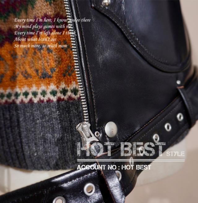 1.3mm 茶芯ホースハイド 30年代スタイル Dポケット ダブルライダース メンズ 革ジャン レザージャケット ベジタブル 馬革