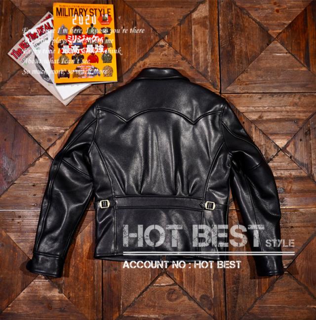 1.4mm カウハイド 30年代スタイル シングルライダース メンズ 革ジャン レザージャケット トスカーナ植物鞣し革 牛革