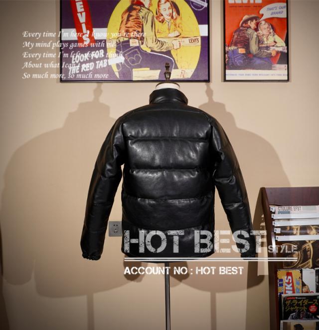 カウハイド シングルライダース HERO レザーダウンジャケット メンズ