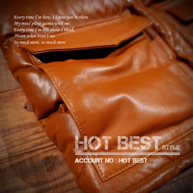 シープスキン オレンジ シングルライダース HERO レザーダウンジャケット メンズ 革ジャン イタリアンレザー 羊革 シープスキン オレンジ シングルライダース HERO レザーダウン