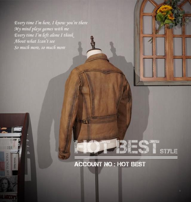 1.3mm カウハイド 30年代 トラッカースタイル メンズ 革ジャン ヴィンテージ加工 シングルライダース レザージャケット 牛革